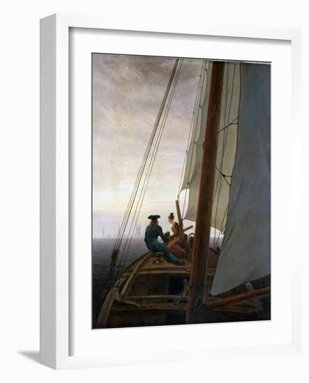 On Board a Sailing Ship, Between 1818 and 1820-Caspar David Friedrich-Framed Giclee Print