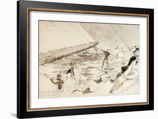 On Board the German Imperial Yacht 'Meteor' (1902), with the Names of the Crewmen, including the Ge-William Lionel Wyllie-Framed Giclee Print