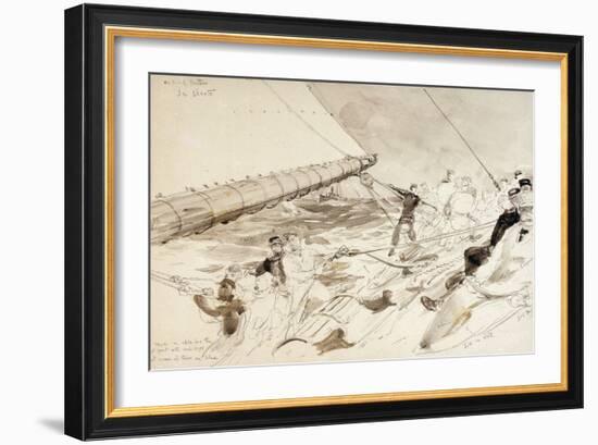 On Board the German Imperial Yacht 'Meteor' (1902), with the Names of the Crewmen, including the Ge-William Lionel Wyllie-Framed Giclee Print