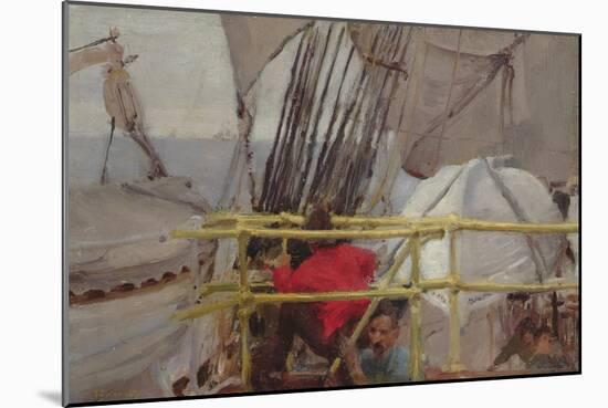 On Board the Sailing Ship 'Roman Emperor', June 1890, 1890 (Oil on Panel)-Henry Scott Tuke-Mounted Giclee Print