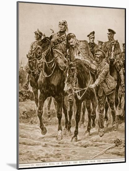 On Britain's Roll of Honour: The Return from the Charge-Richard Caton Woodville-Mounted Giclee Print