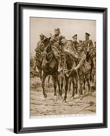 On Britain's Roll of Honour: The Return from the Charge-Richard Caton Woodville-Framed Giclee Print