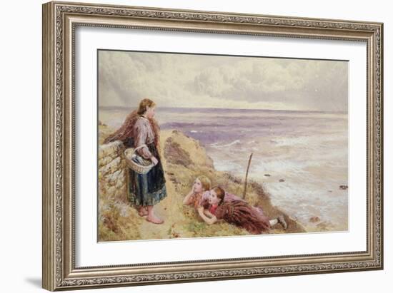 On Cullercoats Cliffs (Pencil & W/C on Paper)-Myles Birket Foster-Framed Giclee Print