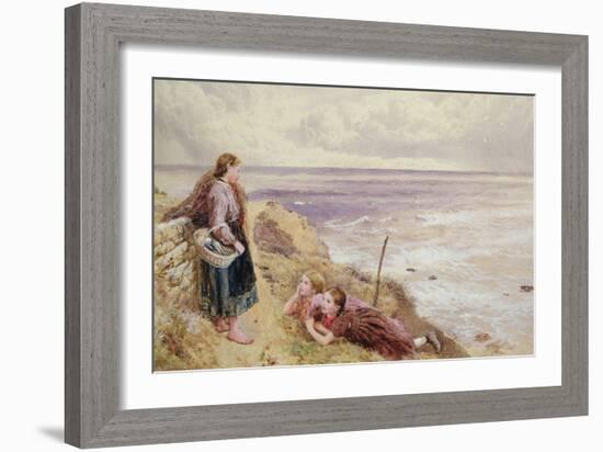 On Cullercoats Cliffs (Pencil & W/C on Paper)-Myles Birket Foster-Framed Giclee Print