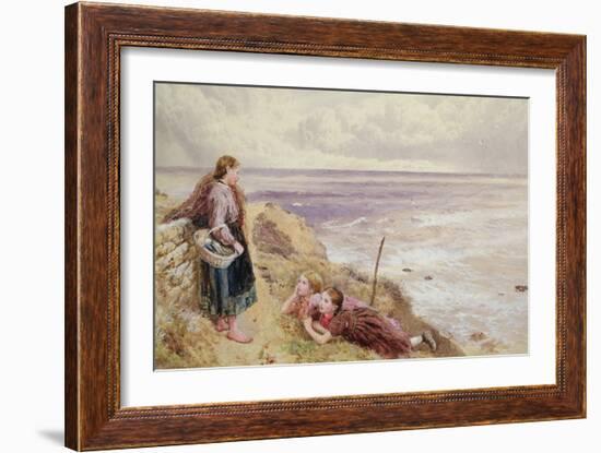 On Cullercoats Cliffs (Pencil & W/C on Paper)-Myles Birket Foster-Framed Giclee Print