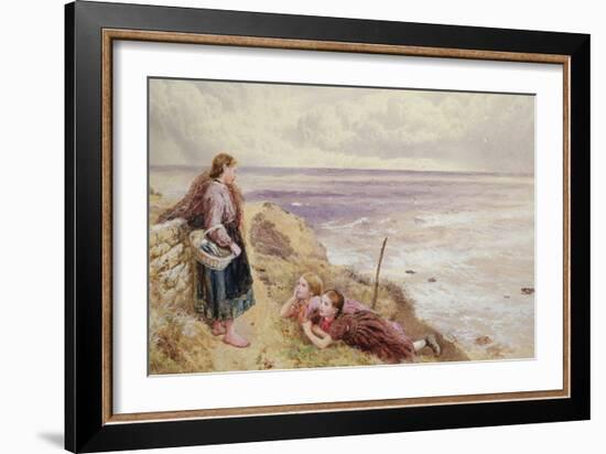 On Cullercoats Cliffs (Pencil & W/C on Paper)-Myles Birket Foster-Framed Giclee Print