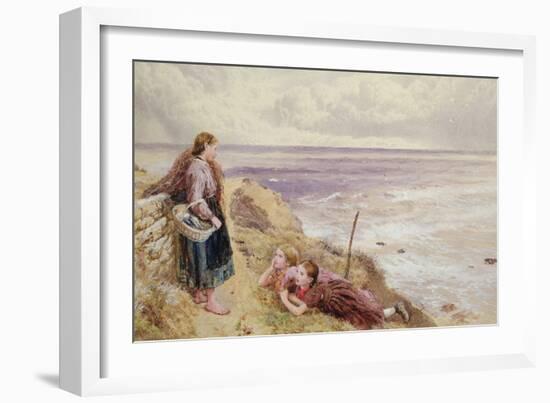 On Cullercoats Cliffs (Pencil & W/C on Paper)-Myles Birket Foster-Framed Giclee Print