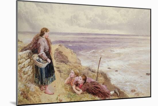 On Cullercoats Cliffs (Pencil & W/C on Paper)-Myles Birket Foster-Mounted Giclee Print