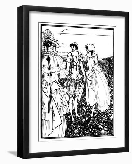 On Dieppe Beach (The Bathers)-Aubrey Beardsley-Framed Art Print