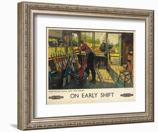 'On Early Shift', a British Railways Advertising Poster, 1948 (Colour Lithograph)-Terence Cuneo-Framed Giclee Print