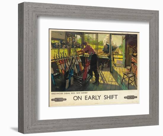 'On Early Shift', a British Railways Advertising Poster, 1948 (Colour Lithograph)-Terence Cuneo-Framed Giclee Print