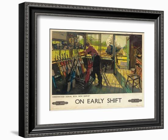 'On Early Shift', a British Railways Advertising Poster, 1948 (Colour Lithograph)-Terence Cuneo-Framed Giclee Print