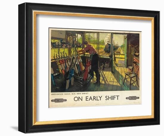 'On Early Shift', a British Railways Advertising Poster, 1948 (Colour Lithograph)-Terence Cuneo-Framed Giclee Print