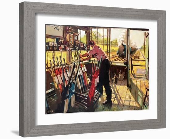 On Early Shift,-Terence Cuneo-Framed Giclee Print