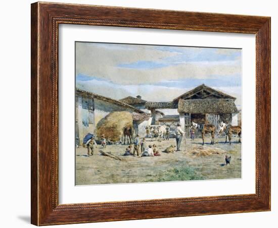 On Farmyard, by Enrico Bartesago (1820 - Circa 1905), Detail, Italy, 19th Century-Enrico Bartesago-Framed Giclee Print