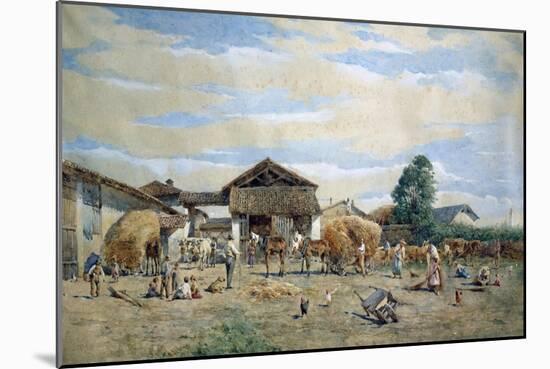 On Farmyard, by Enrico Bartesago (1820-Circa 1905), Italy, 19th Century-Enrico Bartesago-Mounted Giclee Print