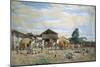 On Farmyard, by Enrico Bartesago (1820-Circa 1905), Italy, 19th Century-Enrico Bartesago-Mounted Giclee Print