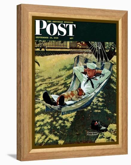 "On Leave" Saturday Evening Post Cover, September 15,1945-Norman Rockwell-Framed Premier Image Canvas