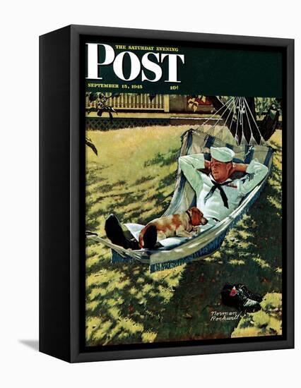"On Leave" Saturday Evening Post Cover, September 15,1945-Norman Rockwell-Framed Premier Image Canvas