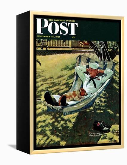 "On Leave" Saturday Evening Post Cover, September 15,1945-Norman Rockwell-Framed Premier Image Canvas