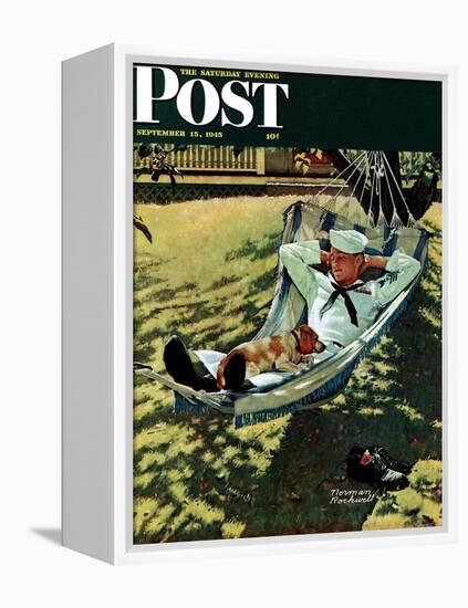 "On Leave" Saturday Evening Post Cover, September 15,1945-Norman Rockwell-Framed Premier Image Canvas