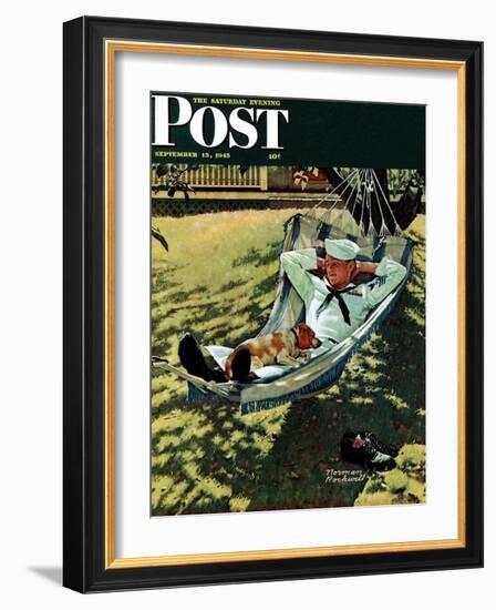 "On Leave" Saturday Evening Post Cover, September 15,1945-Norman Rockwell-Framed Premium Giclee Print