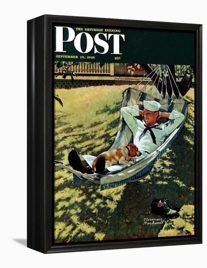 "On Leave" Saturday Evening Post Cover, September 15,1945-Norman Rockwell-Framed Premier Image Canvas