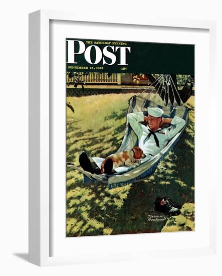 "On Leave" Saturday Evening Post Cover, September 15,1945-Norman Rockwell-Framed Giclee Print