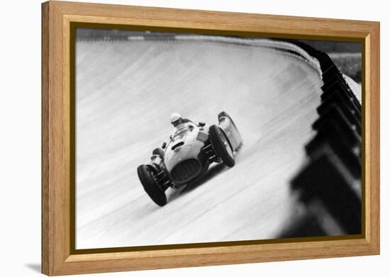 On Monza Circuit, Qualifying Round for Cars for the Grand Prix Which Take Place on Sept 2, 1955-null-Framed Stretched Canvas