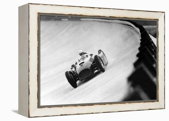 On Monza Circuit, Qualifying Round for Cars for the Grand Prix Which Take Place on Sept 2, 1955-null-Framed Stretched Canvas