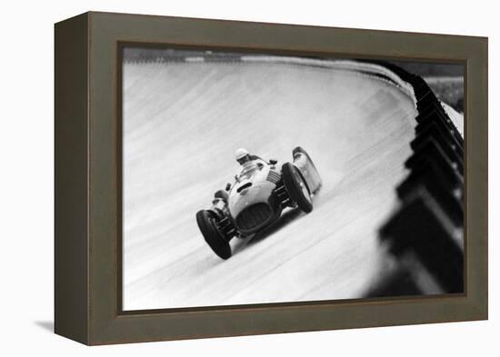 On Monza Circuit, Qualifying Round for Cars for the Grand Prix Which Take Place on Sept 2, 1955-null-Framed Stretched Canvas