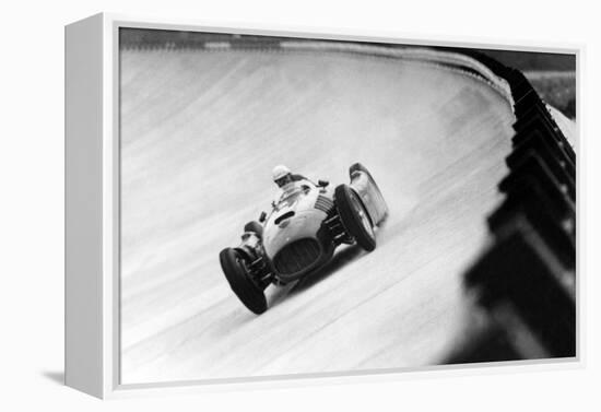 On Monza Circuit, Qualifying Round for Cars for the Grand Prix Which Take Place on Sept 2, 1955-null-Framed Stretched Canvas