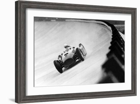 On Monza Circuit, Qualifying Round for Cars for the Grand Prix Which Take Place on Sept 2, 1955-null-Framed Photo