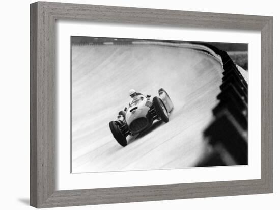 On Monza Circuit, Qualifying Round for Cars for the Grand Prix Which Take Place on Sept 2, 1955-null-Framed Photo