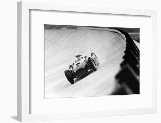 On Monza Circuit, Qualifying Round for Cars for the Grand Prix Which Take Place on Sept 2, 1955-null-Framed Photo