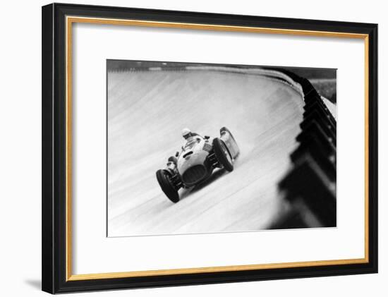 On Monza Circuit, Qualifying Round for Cars for the Grand Prix Which Take Place on Sept 2, 1955-null-Framed Photo