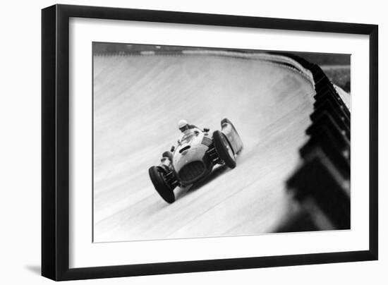 On Monza Circuit, Qualifying Round for Cars for the Grand Prix Which Take Place on Sept 2, 1955-null-Framed Photo