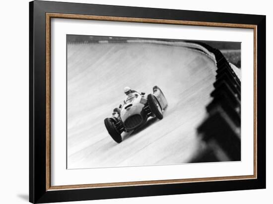 On Monza Circuit, Qualifying Round for Cars for the Grand Prix Which Take Place on Sept 2, 1955-null-Framed Photo