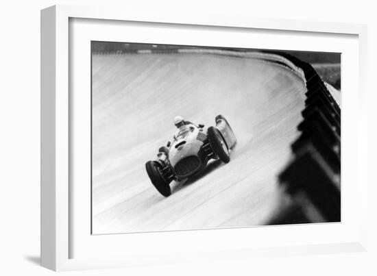 On Monza Circuit, Qualifying Round for Cars for the Grand Prix Which Take Place on Sept 2, 1955-null-Framed Photo