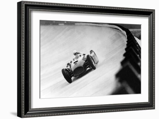 On Monza Circuit, Qualifying Round for Cars for the Grand Prix Which Take Place on Sept 2, 1955-null-Framed Photo