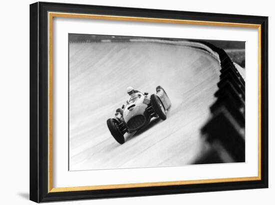 On Monza Circuit, Qualifying Round for Cars for the Grand Prix Which Take Place on Sept 2, 1955-null-Framed Photo