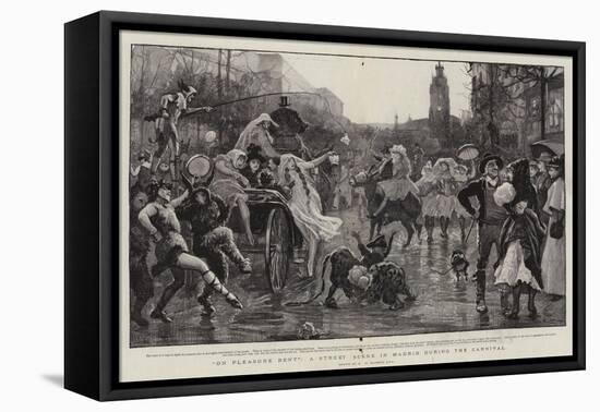 On Pleasure Bent, a Street Scene in Madrid During the Carnival-Robert Walker Macbeth-Framed Premier Image Canvas