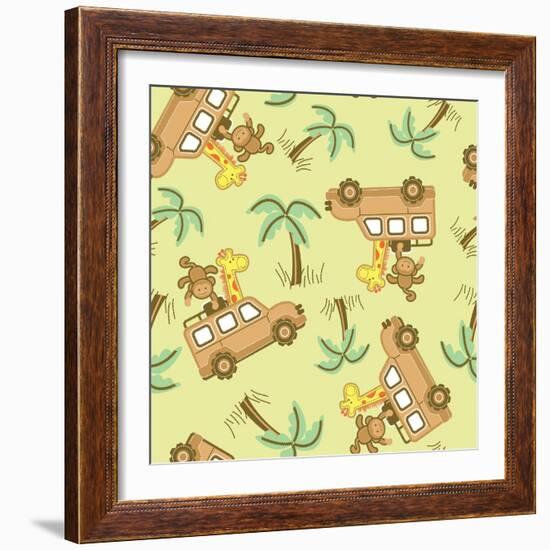 On Safari Seamless Pattern-Adam Fahey-Framed Art Print