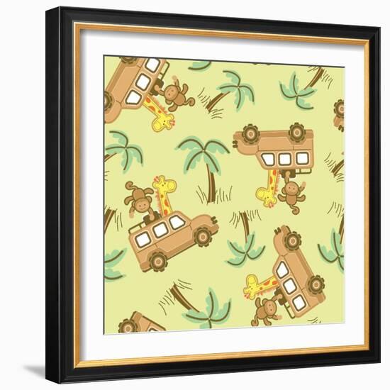 On Safari Seamless Pattern-Adam Fahey-Framed Art Print