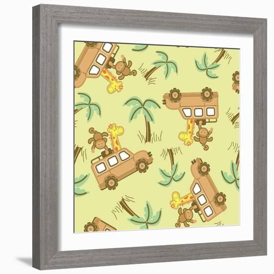 On Safari Seamless Pattern-Adam Fahey-Framed Premium Giclee Print