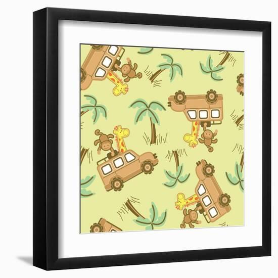 On Safari Seamless Pattern-Adam Fahey-Framed Art Print