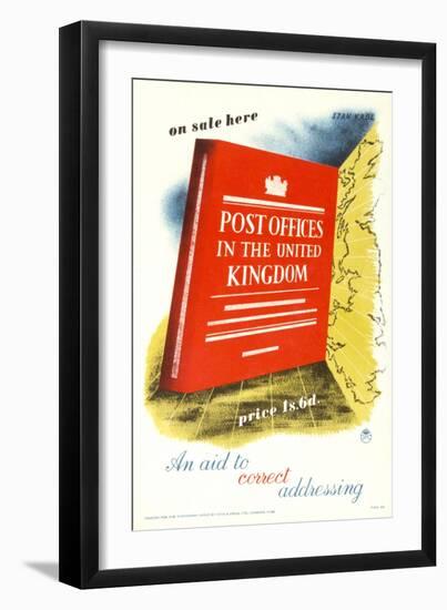 On Sale Here, 'Post Offices in the United Kingdom', Price 1S, 6D, an Aid to Correct Addressing-Stan Krol-Framed Art Print