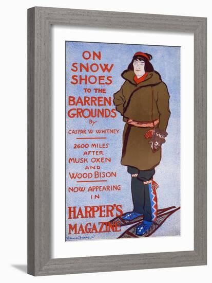 On Snow Shoes To Barren Grounds By Caspar W. Whitney. 2600 Miles After Musk Oxen And Wood Bison-Edward Penfield-Framed Art Print