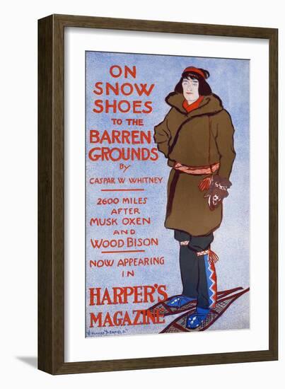 On Snow Shoes To Barren Grounds By Caspar W. Whitney. 2600 Miles After Musk Oxen And Wood Bison-Edward Penfield-Framed Art Print