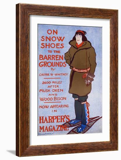 On Snow Shoes To Barren Grounds By Caspar W. Whitney. 2600 Miles After Musk Oxen And Wood Bison-Edward Penfield-Framed Art Print